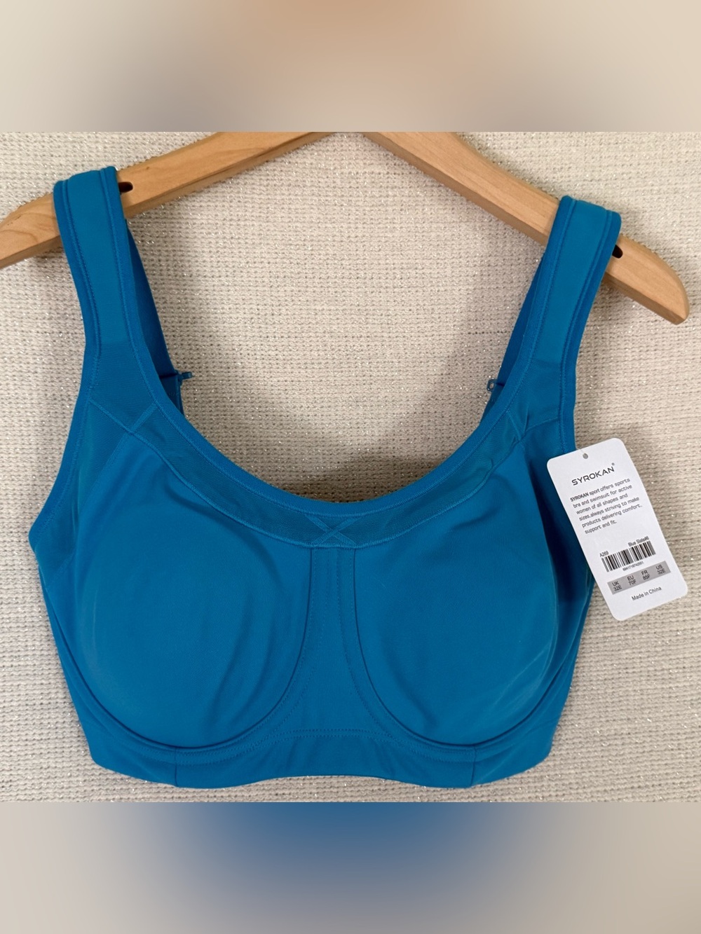 SYROKAN High Support Underwire Sports Bra 32E Blue NWT